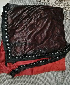 Elegant Red &amp; Black Saree