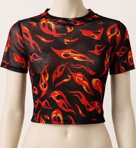 Flame Mesh Crop Top