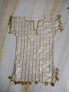 Gold & White Embellished  Dress