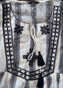 Striped Embroidered Kurti