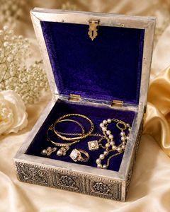 Antique Silver Tone Jewellery Box