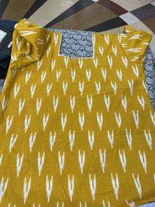 Stylish Yellow Ikkat Print Kurta