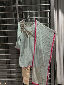 Zardozi Embroidered Kurta Set with Dupatta