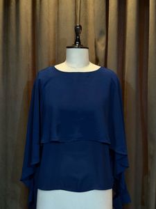 Elegant Navy Blue Cape Top