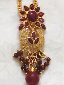 1gm Gold plated Ruby Jadau Kundan Set