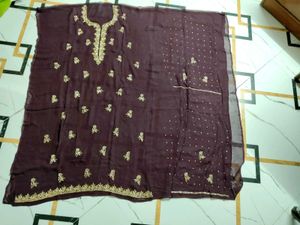 beutiful burgandy  embroidered handwork suit