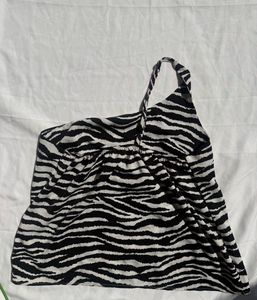 Stylish Zebra Print One Shoulder Top