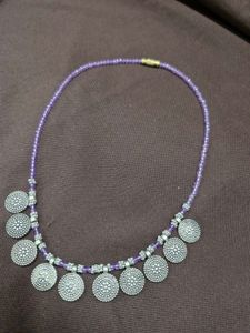 Boho Beaded Necklace with Coin Charms