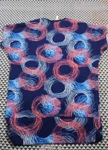 Navy Blue Abstract Swirl Print Top
