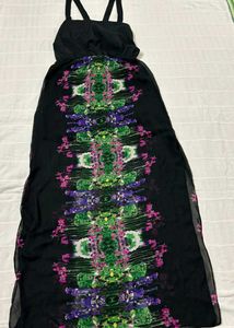 Black Maxi Dress with Boho Print