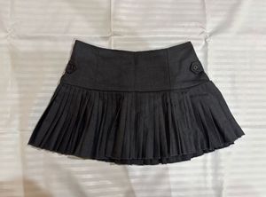 Pleated Charcoal Grey Mini Skirt