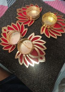 Special For Diawali Home Decor &amp; lighting Lotus Diya With Candle (Pack of 4)