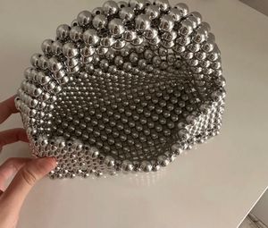Silver Metallic Beaded Bag