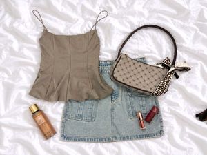 Chic Brown Spaghetti Strap Peplum Top