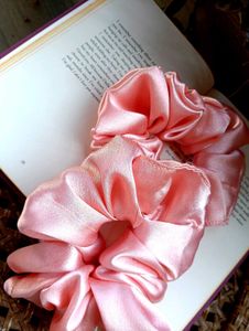 Silky Pink Scrunchies Set 6 piece