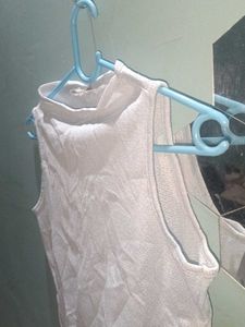 White Sleeveless Mock Neck Top