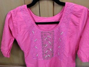 Pink Embroidered Kurta