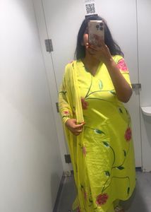 Vibrant Yellow Floral Kurta Set