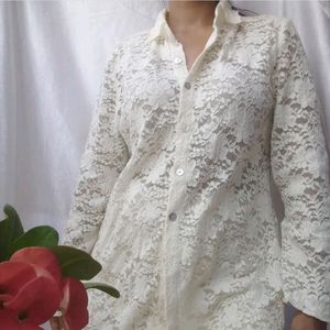 Lace White Shirt Fits Bust Upto 44
