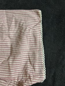 Striped Pajama Shorts with Lace Trim