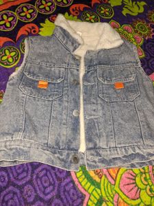 Denim Vest with Sherpa Lining