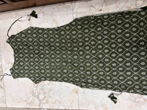 Stylish Green Printed Kurta with Tassels