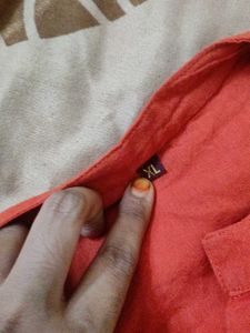 Orange Kurta Set with White Embroidery