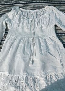 Boho White Eyelet Peasant Top