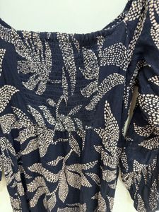 Shein Boho Leaf Print Square Neck Dress