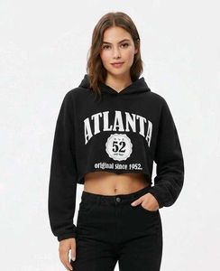 Black Atlanta Cropped Hoodie