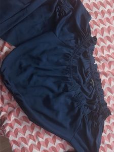 Chic Navy Blue Off-Shoulder Crop Top