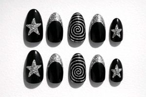 Black and silver nails