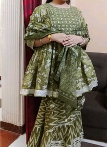 Beautiful Olive Green Kurta Set with Dupatta