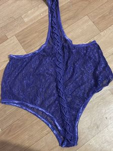 Lace Thong Panty with Ruffle Detail