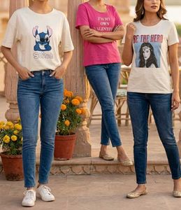 Combo of 3 Stylish Graphic T-Shirts for Girls |