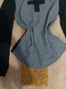 korean Stylish Grey &amp; Black Long Sleeve Top