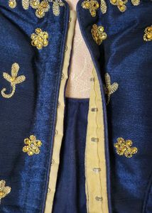 new Elegant Navy Blue Embroidered Blouse