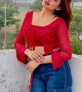 Red Power Mesh Cropped Top