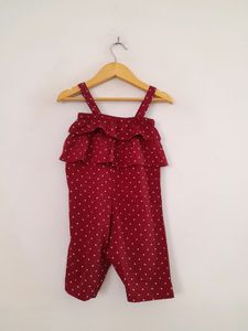Maroon Printed Jumpsuit (Girl's)