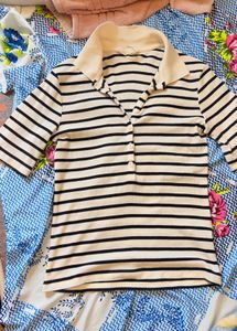 women polo collar T shirt