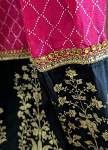 Vibrant Pink Ethnic Skirt with Black Border