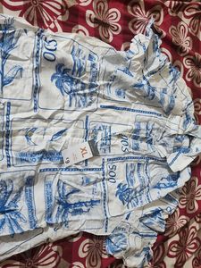 Men's White &amp; Blue Printed Shirt