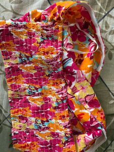 Colorful Floral Twist Bikini Top