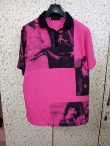 [ OFOTD ] Men's Pink Graphic Print Polo T-Shirt