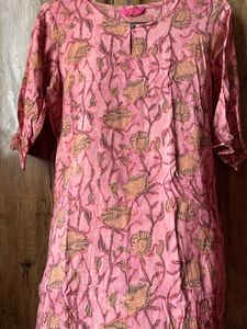 Pink Floral Print Kurta