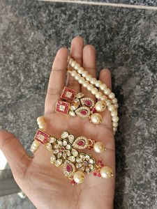 Elegant Pearl and Ruby Earrings