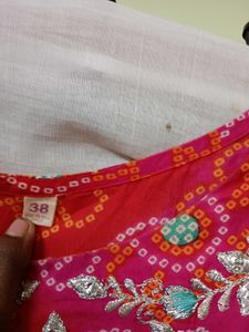 Red Bandhani Embroidered Dress