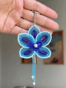 Handmade Beaded Flower Keychain