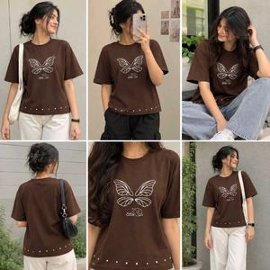 Brown Butterfly Graphic T-Shirt