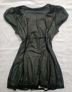 Sheer Black Lace Trim Dress